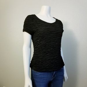 LIKE NEW Black Short Sleeve Textured Dress Top